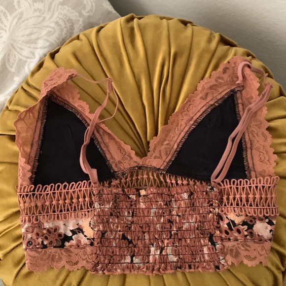 Free People Intimately Lace Bralette Floral Pink Brown Boho Hippie - Picture 6 of 7